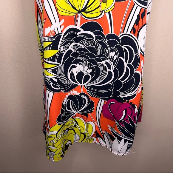 Small Banana Republic Colorful Floral Tank Blouse White Yellow Orange Vneck - Picture 3 of 14